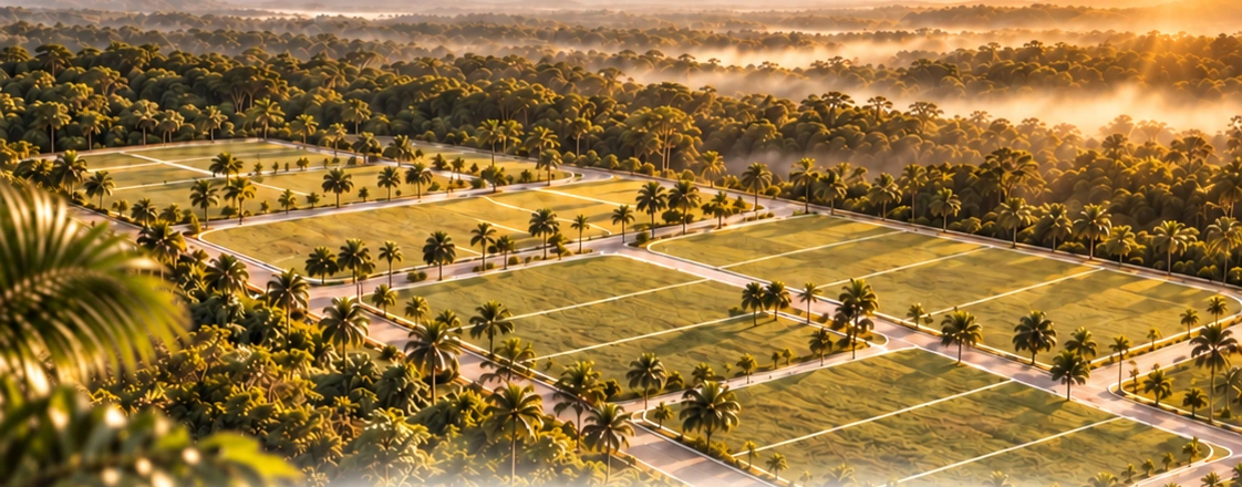 Ilustración referencial del proyecto El Edén con paisaje tropical